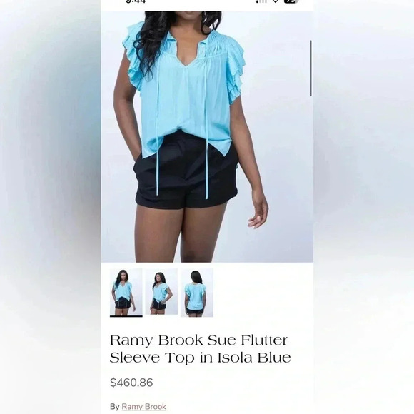 RAMY BROOK NY/ Silk blend blouse/ Off-white with colourful foil detail/Size US M - Picture 3 of 13